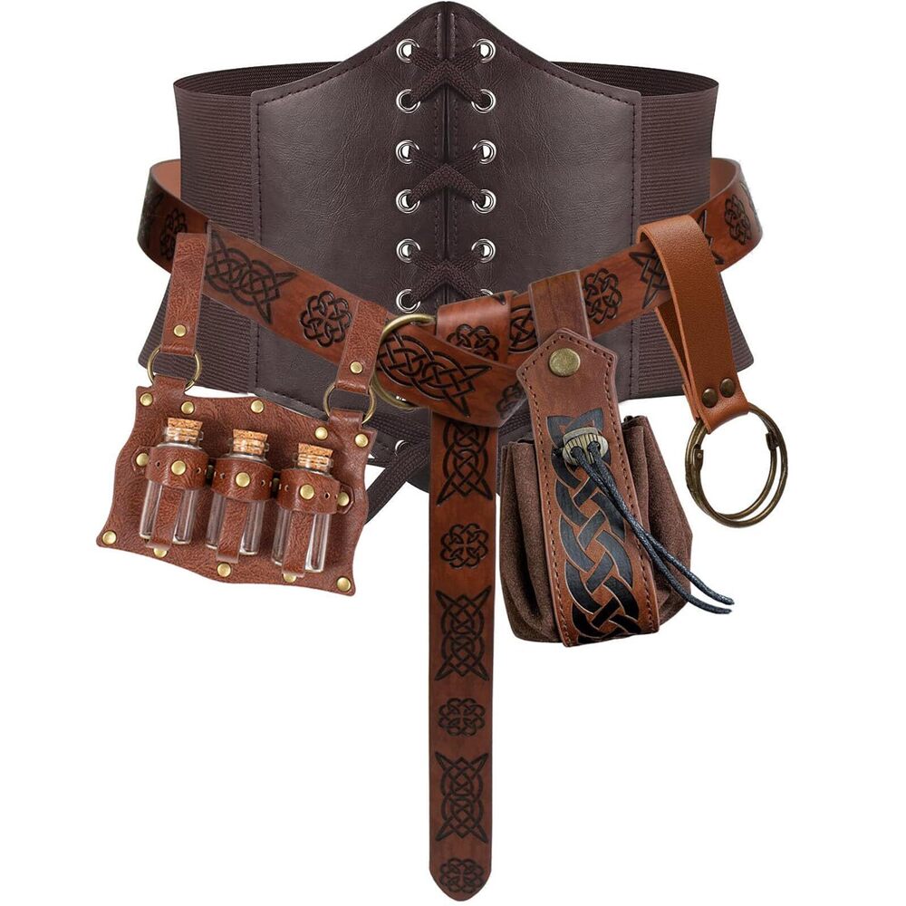 1758 5pcs Renaissance Costume Sets Corset Waistband Belt Pouch